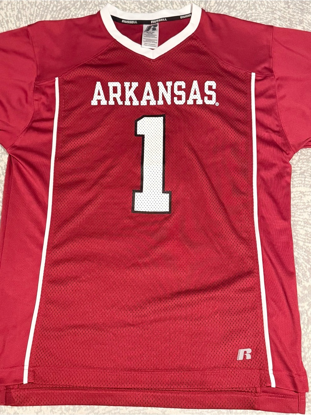 Vintage Russell Athletic Arkansas Razorbacks #1 Red Mesh Football Jersey